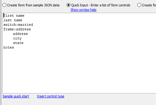 Quick start example